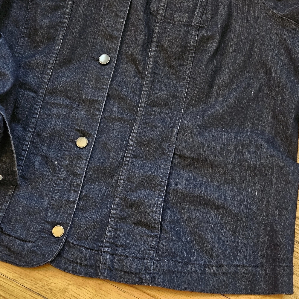 Croft & Barrow Casual Jean Jacket, Womens Plus 1X Dark Wash Denim - Picture 5 of 13